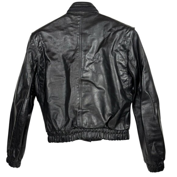 Vtg 80s Wilson Leather Jacket Womens 8 Motorcycle Cafe Black Lined Biker Retro - Picture 4 of 10